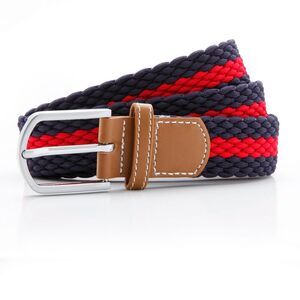 Asquith & Fox Mens Two Color Stripe Braid Stretch Belt / Navy/Red